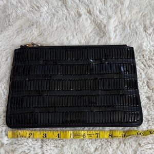 Proenza Schouler Black Leather Zip Pouch with Gold Hardware